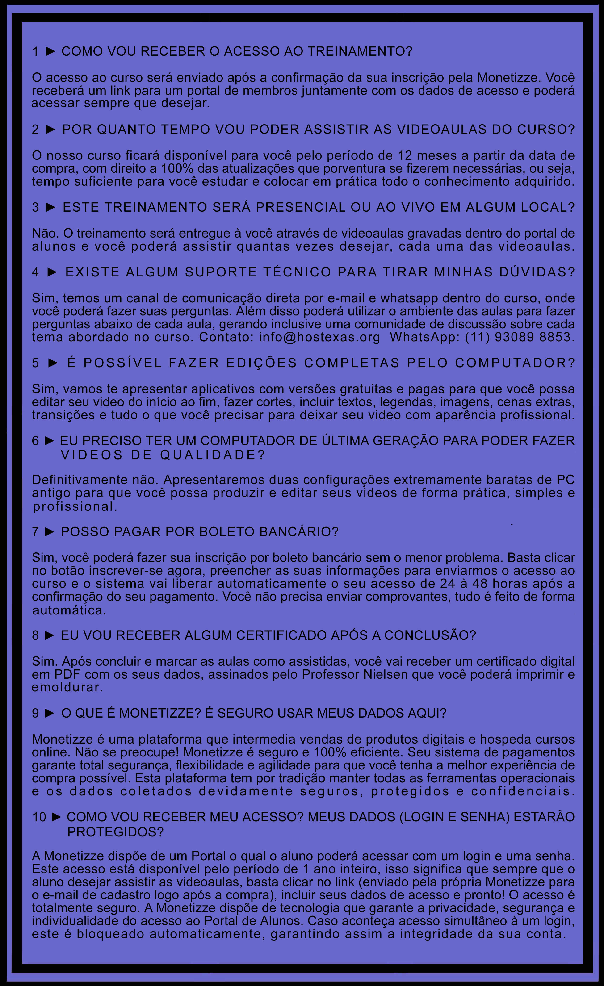 FAQ Conteúdo